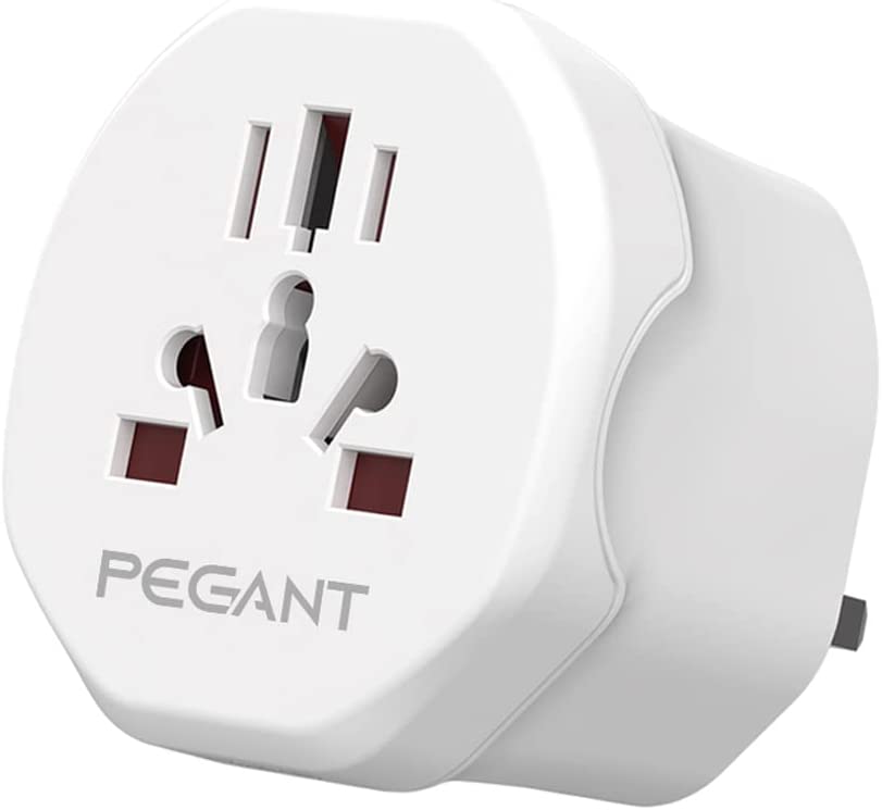 UK to European Plug Adapter with 3 USB 2 AC outlets