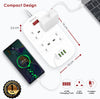 PEGANT 4 Way Power Extension Cord, 4 USB Fast Charging Ports, 4 UK Plugs Power Strip, 2 Meters Cable Surge Protector QC3.0 18W
