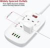 PEGANT 4 Way Power Extension Cord, 4 USB Fast Charging Ports, 4 UK Plugs Power Strip, 2 Meters Cable Surge Protector QC3.0 18W