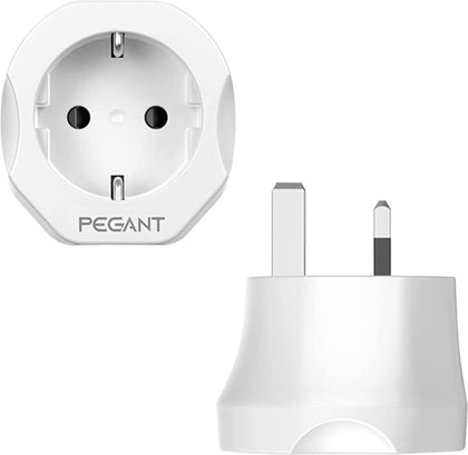 PEGANT EU to UK Plug Travel Adapter, European Schuko to 3-pin Power Outlet Converter, Accepts Germany Spain France Greece Poland Turkey and more