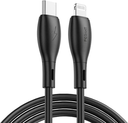 PEGANT Lightning Cable for iPhone 1M USB C to Lightning Fast Charging TPE Liquid Silicone 20W PD Charge for iPhone 13 Pro/13 Pro Max/13/13 mini ipad 9 12 mini/12/12 (1M Black)