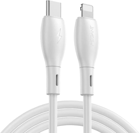 PEGANT Lightning Cable for iPhone 1M USB C to Lightning Fast Charging TPE Liquid Silicone 20W PD Charge for iPhone 13 Pro/13 Pro Max/13/13 mini ipad 9 12 mini/12/12 (1M White)