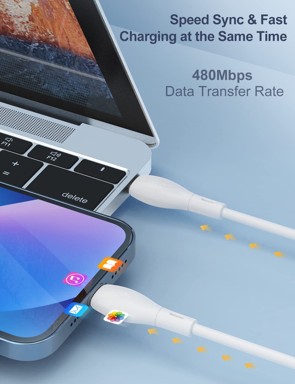 Câble Data 2,4A USB-C - 1M Liquid Silicone Fast Charge