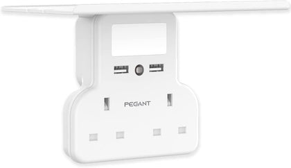 PEGANT Multi Plug Extension Power Adapter With 2 USB, Night Light and Shelf, 2-Way Wall Charger Electrical Extender Outlet Adaptor, Socket Charging Station for Home, Office, Kitchen