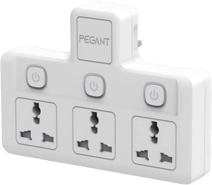 PEGANT Multi Plug Power Extension Socket Adapter, 3 Way Universal Wall Electrical Extender Outlet, UK 3 Pin Electric Power Sockets for Home, Office, Kitchen